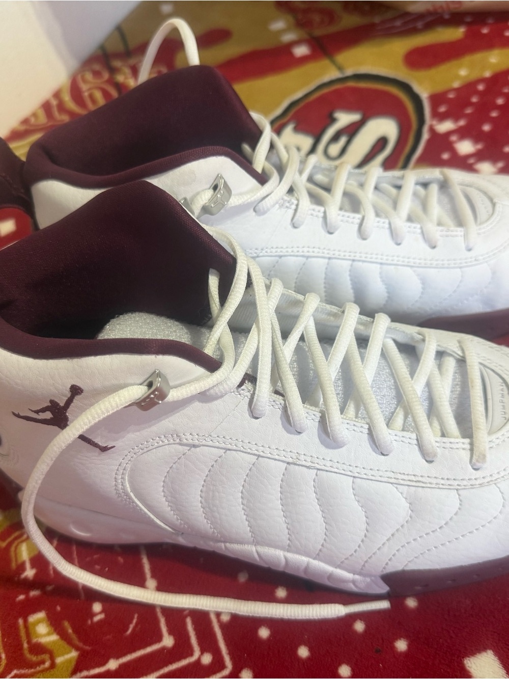 Jordan Men's White and Maroon High-Top Sneakers